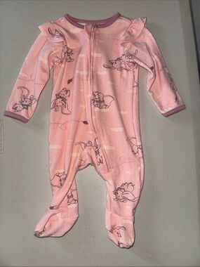 Disney Pink Dumbo Ruffle-Trim Footed One-Piece